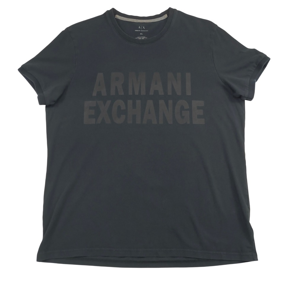 Armani Exchange Mens XL Black Short Sleeve Logo Graphic T-Shirt Cotton Blend 709